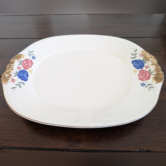 Vintage Mid-century Ceramic Serving Platter With Floral Details - Picture 2 of 8